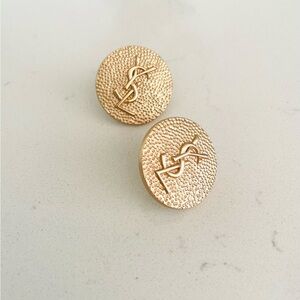 Luxury Hammered Gold Upcycled Logo Button Earrings 25mm